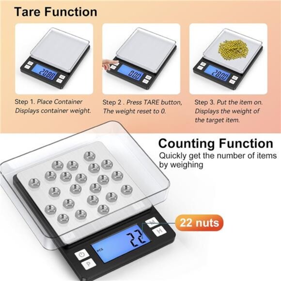0.01g/1kg Upgraded Small Digital Scale, USB Rechargeable, with Larger - Picture 7 of 8